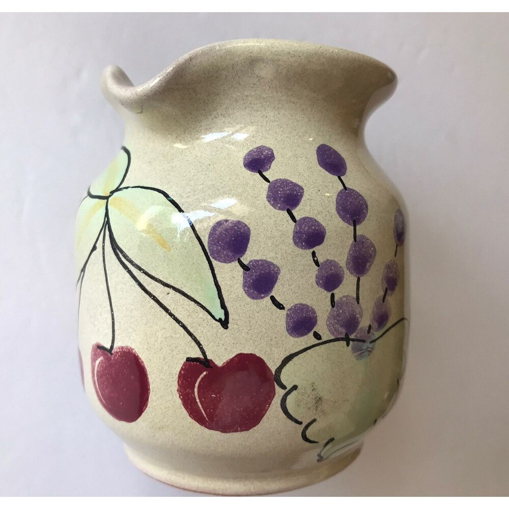 Pitcher made in Hungary MESA international Pottery Handcrafted 3 1/2” Cherries +